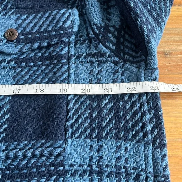 Outerknown Cloud Weave Size L Heavy Shirt Blue Plaid 100% Organic NWT - Picture 8 of 9